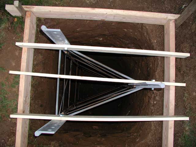 Looking straight down into tower base