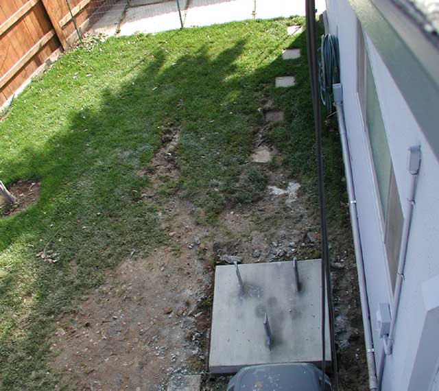 Tower base pad viewed from above