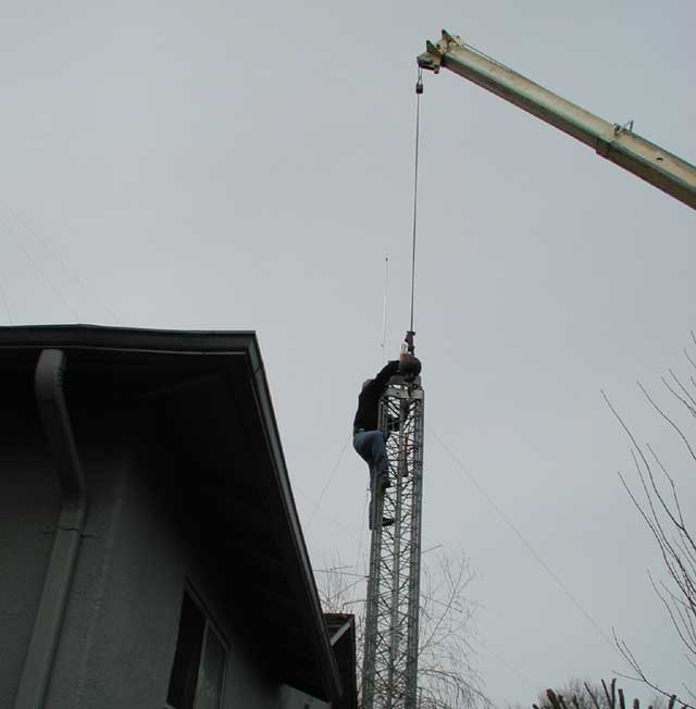 Removing crane from tower